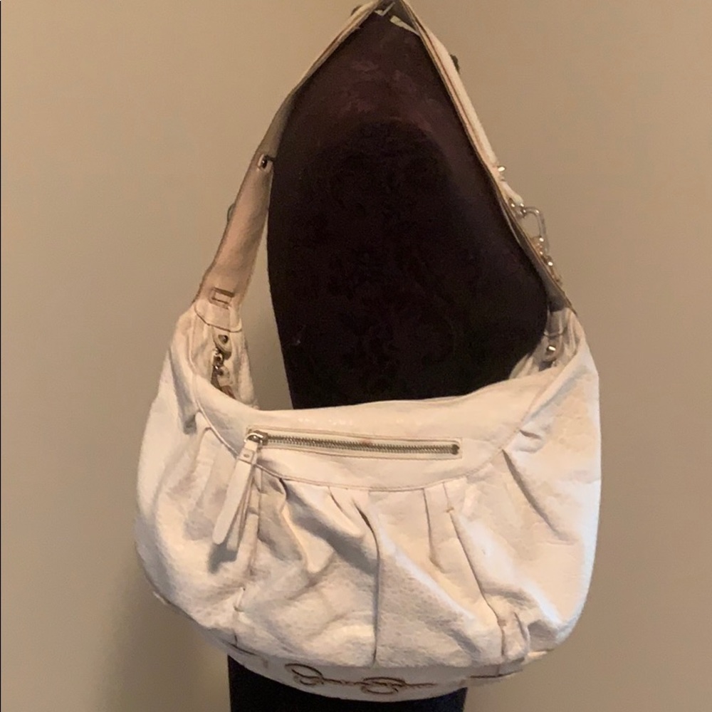 Jessica Simpson Cream Leather Shoulder Bag
